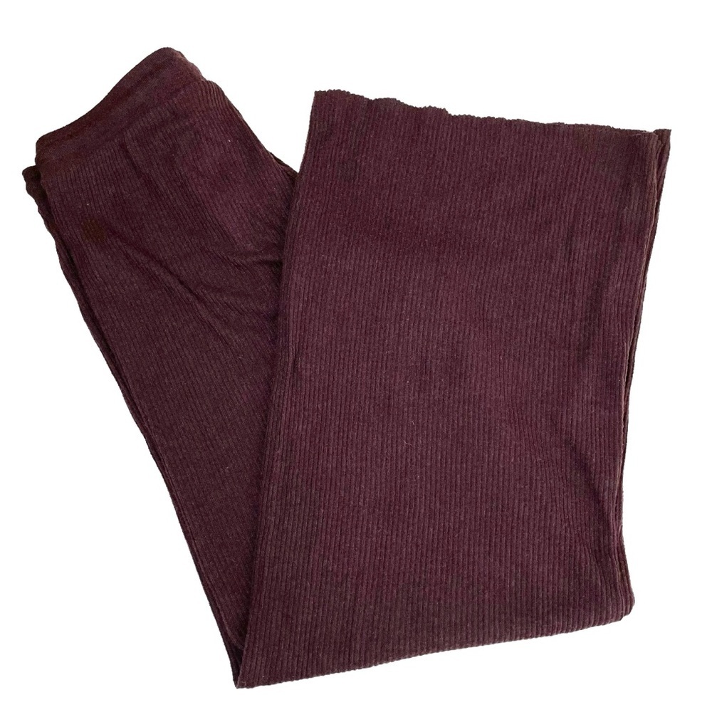 Nation LTD Wide Leg Ribbed Knit Lounge Pants Maroon Medium - Picture 3 of 10